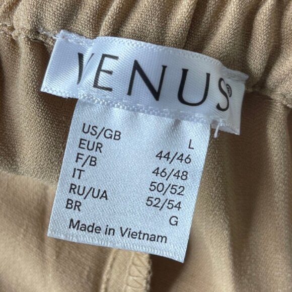 VENUS | Lightweight Camel Elastic Waist Cargo Ankle Pants | Size L - Picture 9 of 13